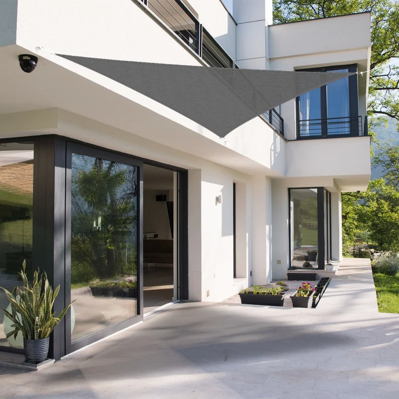 Sonnensegel dreieck 3,6x3,6x3,6 m Grau 100% HDPE mit UV Schutz inkl. Befestigungsseile