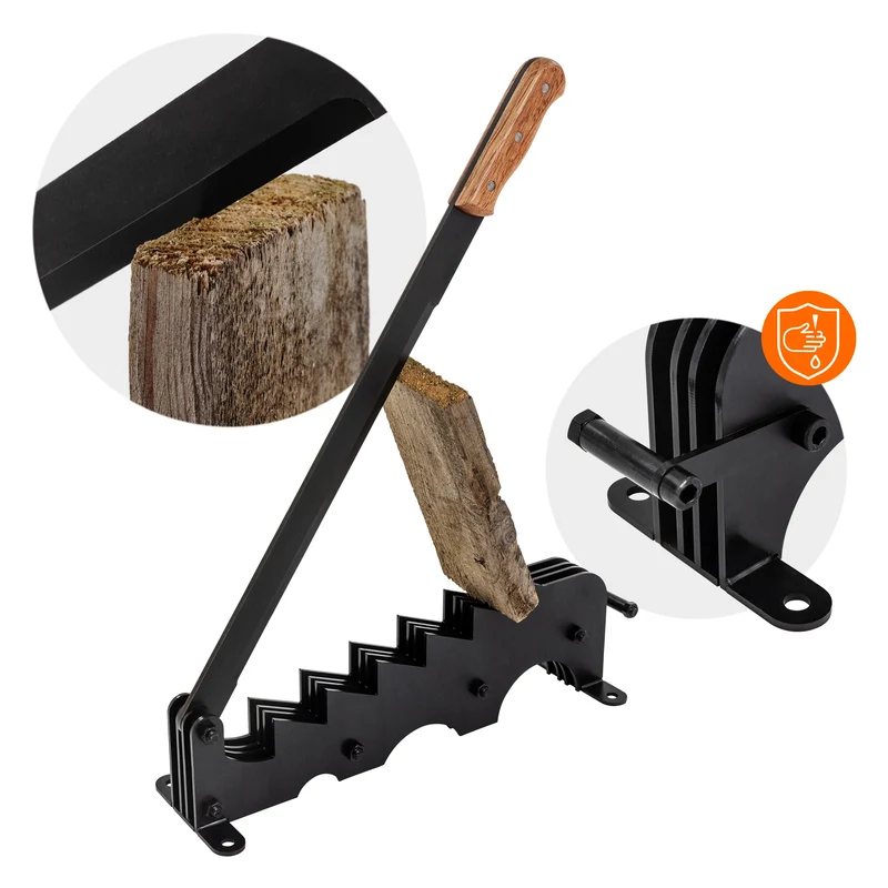 B-Ware Spanmesser Handholzspalter mit Holzgriff schwarz inkl. Montagematerial manueller Holzspalter