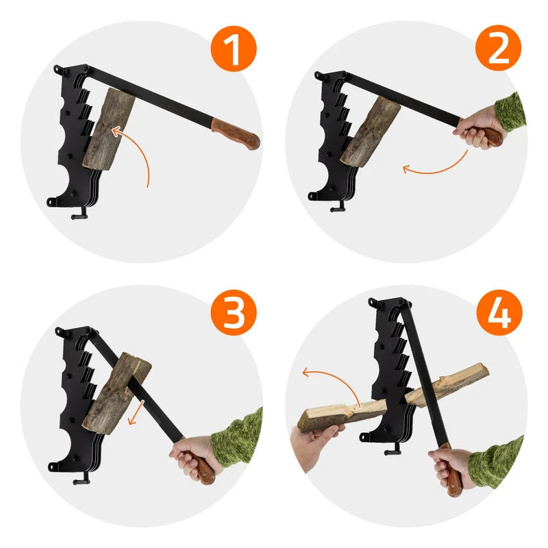 B-Ware Spanmesser Handholzspalter mit Holzgriff schwarz inkl. Montagematerial manueller Holzspalter