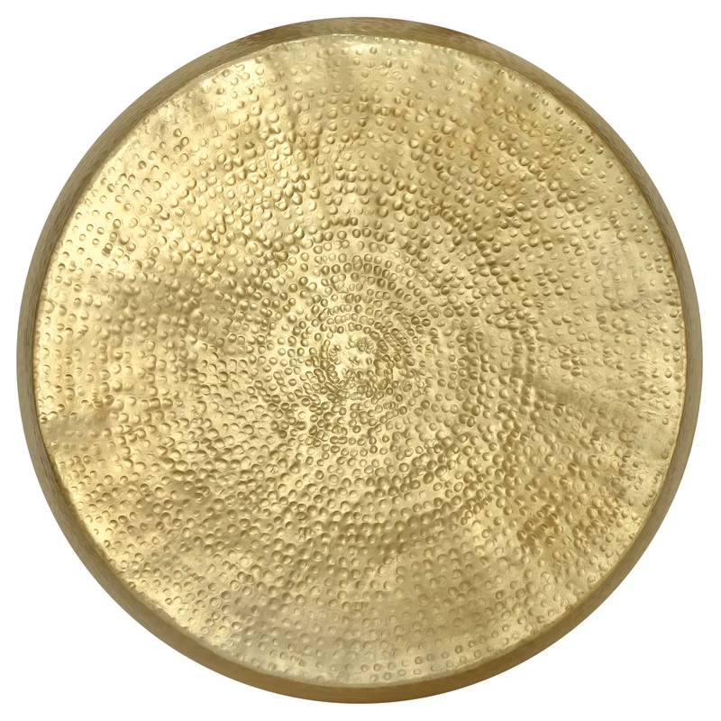 B-Ware Couchtisch Ø 90x45 cm Gold aus Aluminium in Hammerschlag Optik WOMO-Design