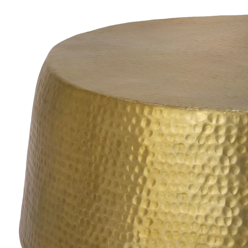 B-Ware Couchtisch Ø 90x45 cm Gold aus Aluminium in Hammerschlag Optik WOMO-Design