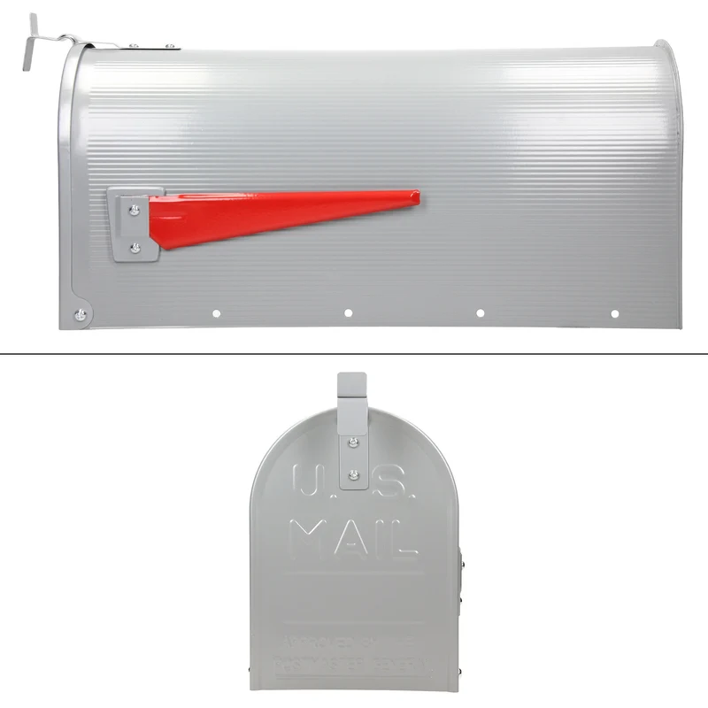 Briefkasten US Mailbox inkl. Wandhalterung Grau aus Aluminium ML-Design