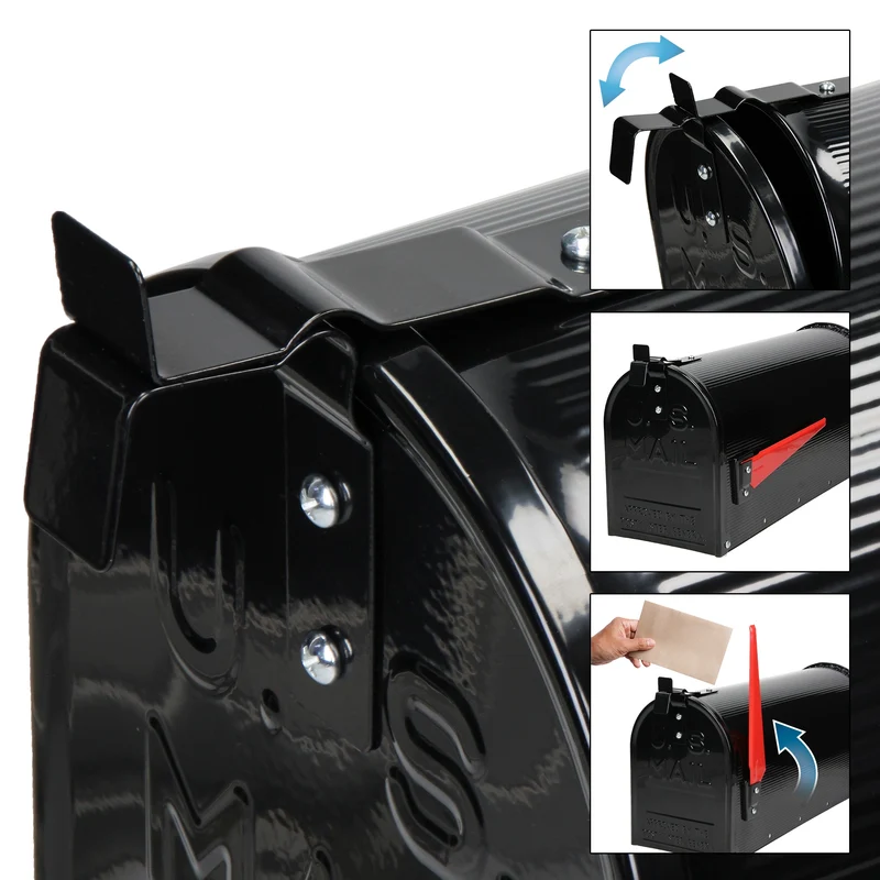 Briefkasten US Mailbox inkl. Wandhalterung Schwarz aus Aluminium ML-Design