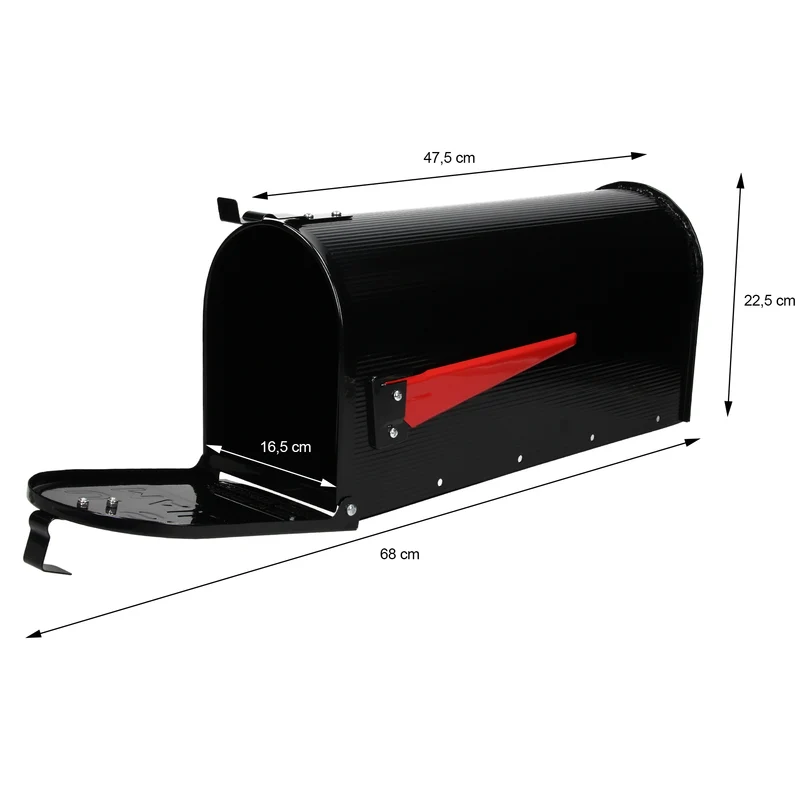 Briefkasten US Mailbox inkl. Wandhalterung Schwarz aus Aluminium ML-Design