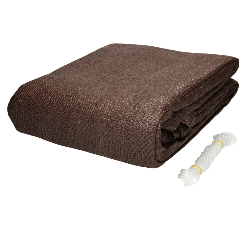 Sonnensegel quadrat 5x5 m, braun, 100% HDPE mit UV Schutz inkl. Befestigungsseile