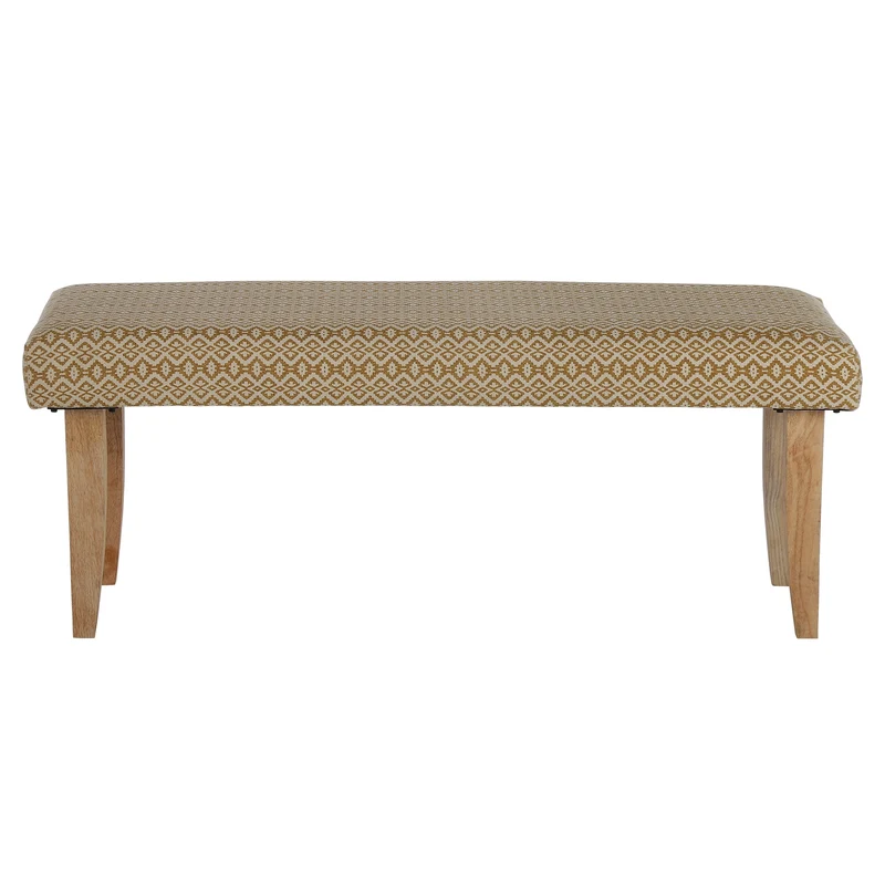 B-Ware Sitzbank 120x48x40 cm Weiß/Gold Stoffbezug mit Holzbeine WOMO-Design