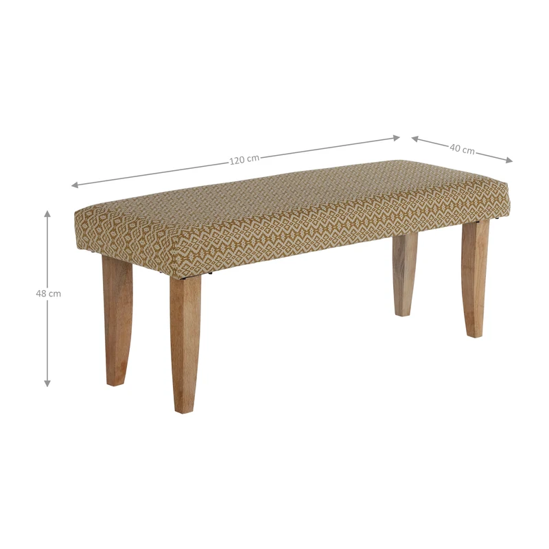 B-Ware Sitzbank 120x48x40 cm Weiß/Gold Stoffbezug mit Holzbeine WOMO-Design