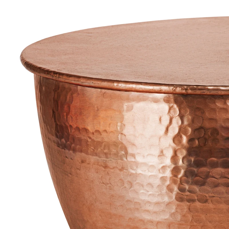 B-Ware Couchtisch rund Ø 59x30,5 cm Kupfer aus Aluminium-Legierung in Hammerschlag-Technik WOMO-DESIGN