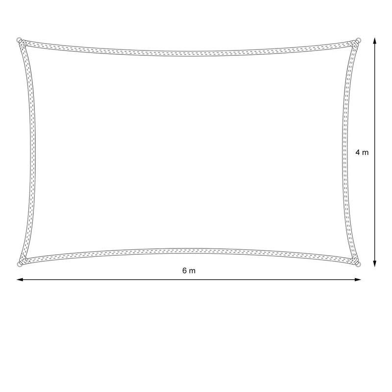 Sonnensegel rechteck 4x6 m Braun 100% HDPE mit UV Schutz inkl. Befestigungsseile