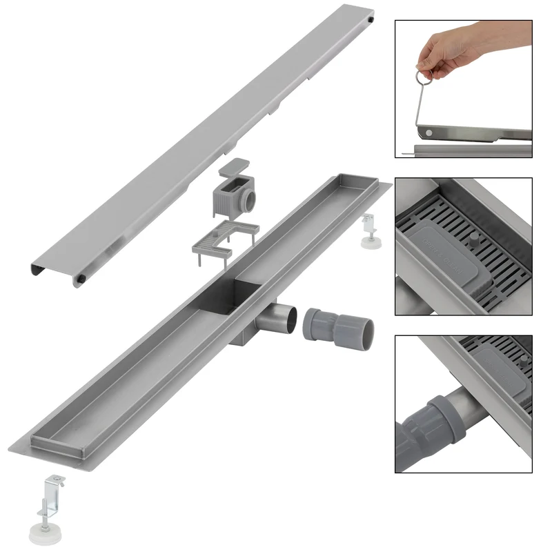 ML-Design Duschrinne geschlossen 90cm Silber aus Edelstahl