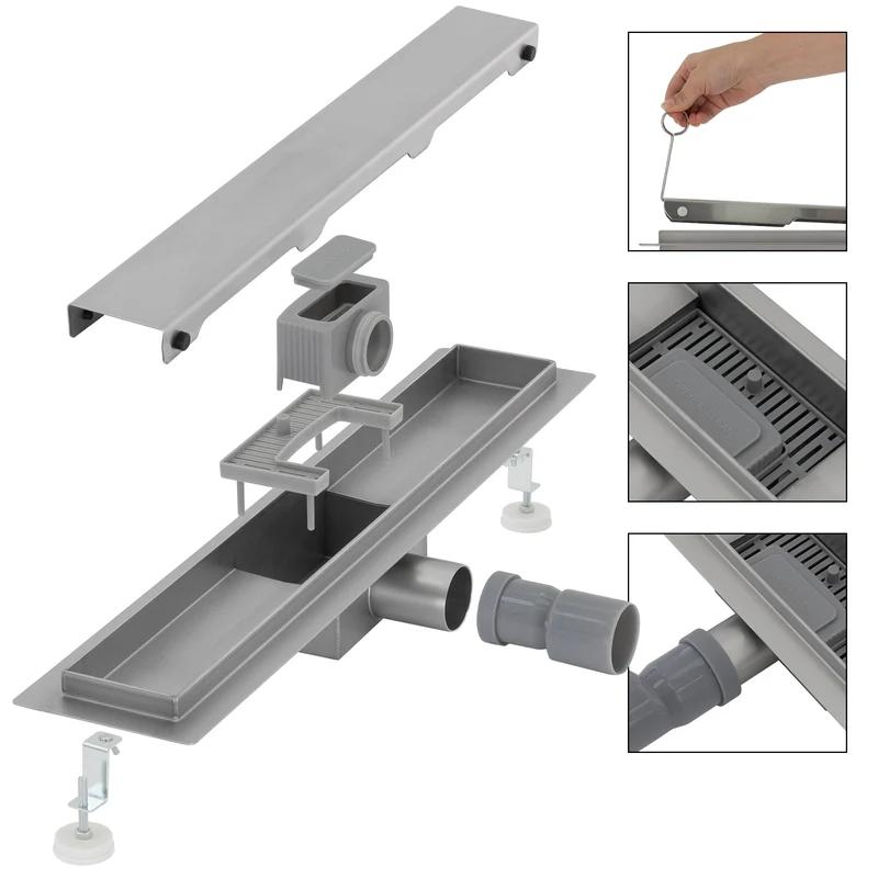 ML-Design Duschrinne geschlossen 50cm Silber aus Edelstahl