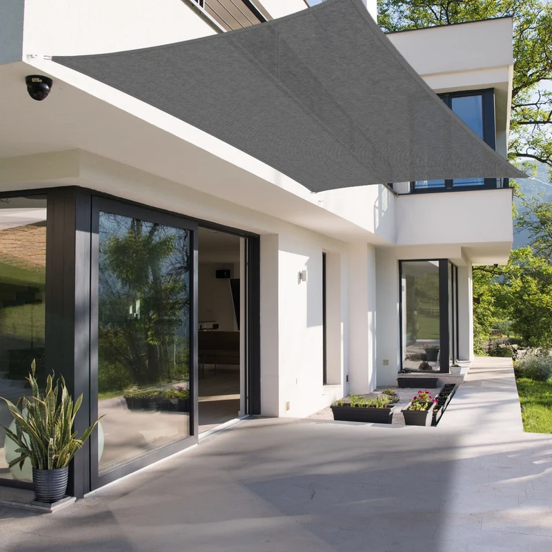 Sonnensegel rechteck 4x6 m Grau 100% HDPE mit UV Schutz inkl. Befestigungsseile