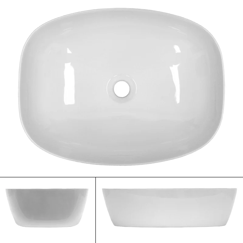 B-Ware Waschbecken Ovalform, 505x385x135 mm, weiß, ohne Überlauf, aus Keramik