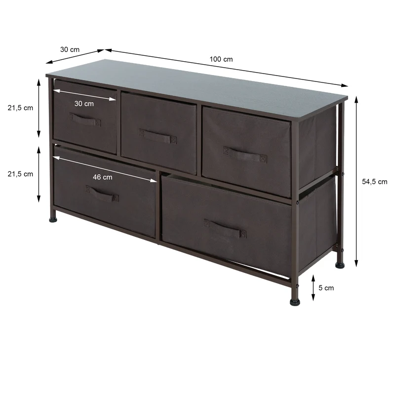 Kommode mit 5 Schubladen 100x30x54,5 cm Braun aus MDF ML-Design