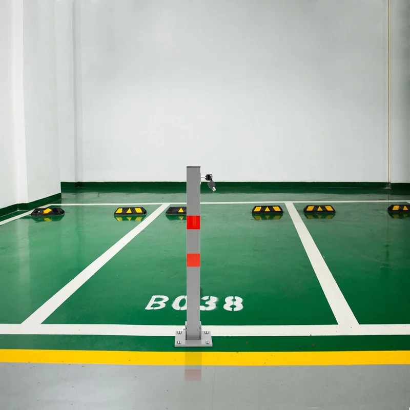 4er Set Parkplatzsperre 70 cm eckig mit Roten Warnstreifen und 3 Schlüssel aus Stahl
