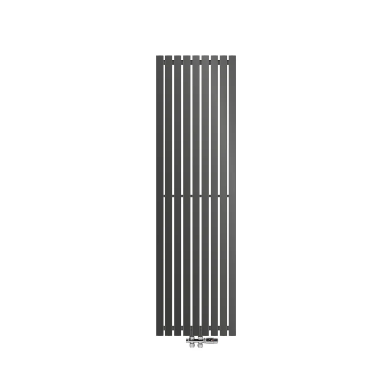 Badheizkörper 480x1600 mm Anthrazit mit Boden Anschlussgarnitur