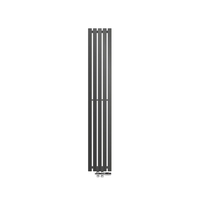 Vertikal Paneelheizkörper Stella 260x1600 mm Anthrazit mit Boden Anschlussgarnitur