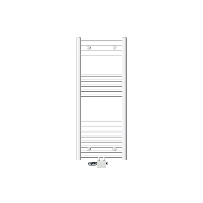 Badheizkörper Mittelanschluss 500x1200 mm Weiß gerade mit Universale Anschlussgarnitur LuxeBath