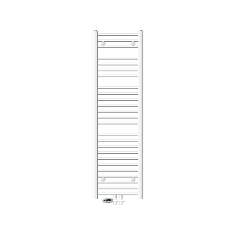 Badheizkörper Mittelanschluss 400x1500 mm Weiß gerade mit Boden Anschlussgarnitur LuxeBath