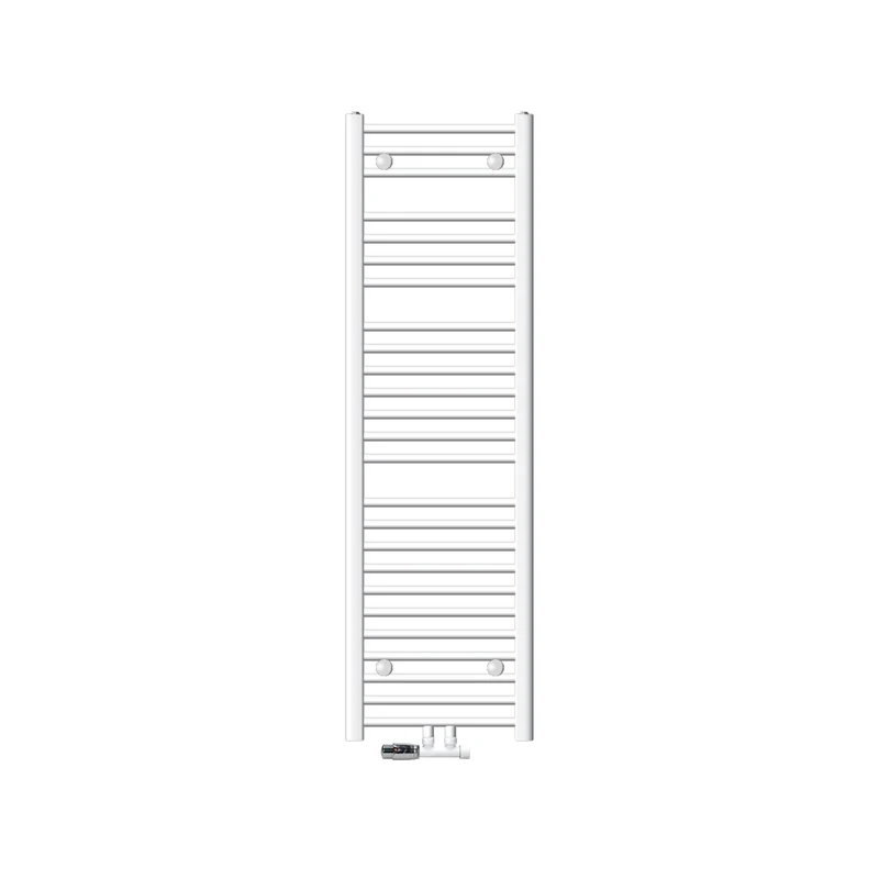 Badheizkörper Mittelanschluss 400x1500 mm Weiß gebogen mit Wand Anschlussgarnitur LuxeBath
