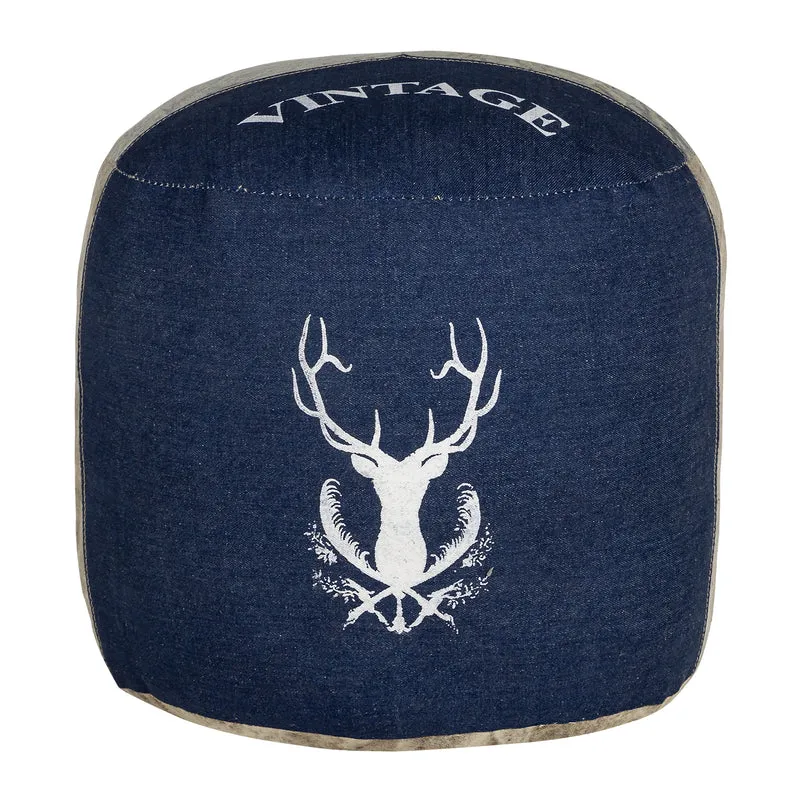 Sitzhocker rund Ø 35x43 cm Blau aus Segeltuch/Jeans mit Baumwolle Füllung WOMO-Design