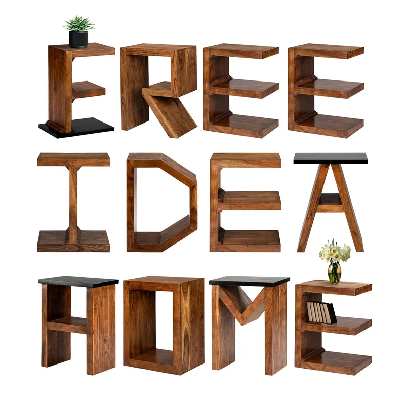 Beistelltisch N-Form 45x30x60 cm Braun aus Akazienholz WOMO-Design