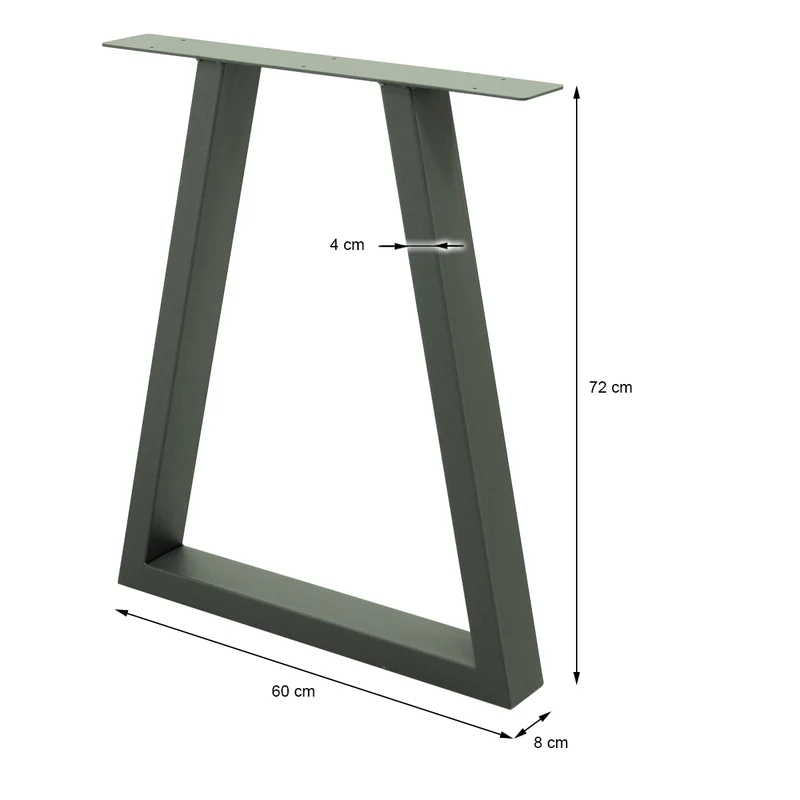 Tischbeine Tischgestell 2er Set Trapez-Design 60x72 cm Steingrau aus Stahl