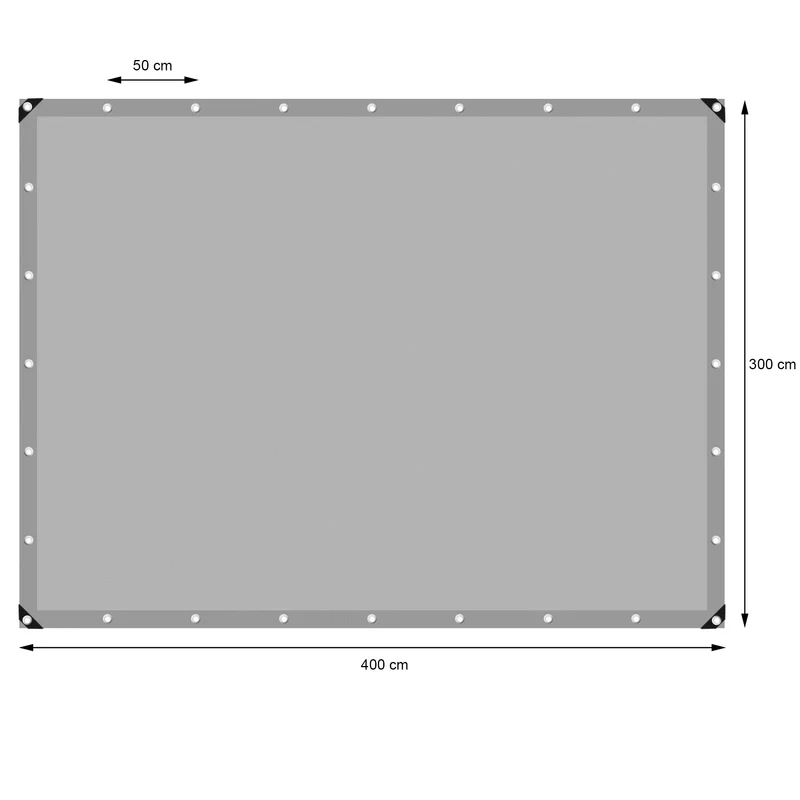 Abdeckplane Gewebeplane mit Ösen 3x4 m 260g/m² in Grau aus PE