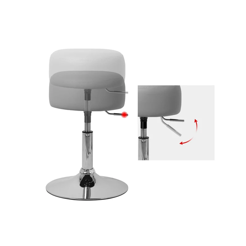 B-Ware Sitzhocker Ø 33 cm Hellgrau aus verchromter Stahl ML-Design