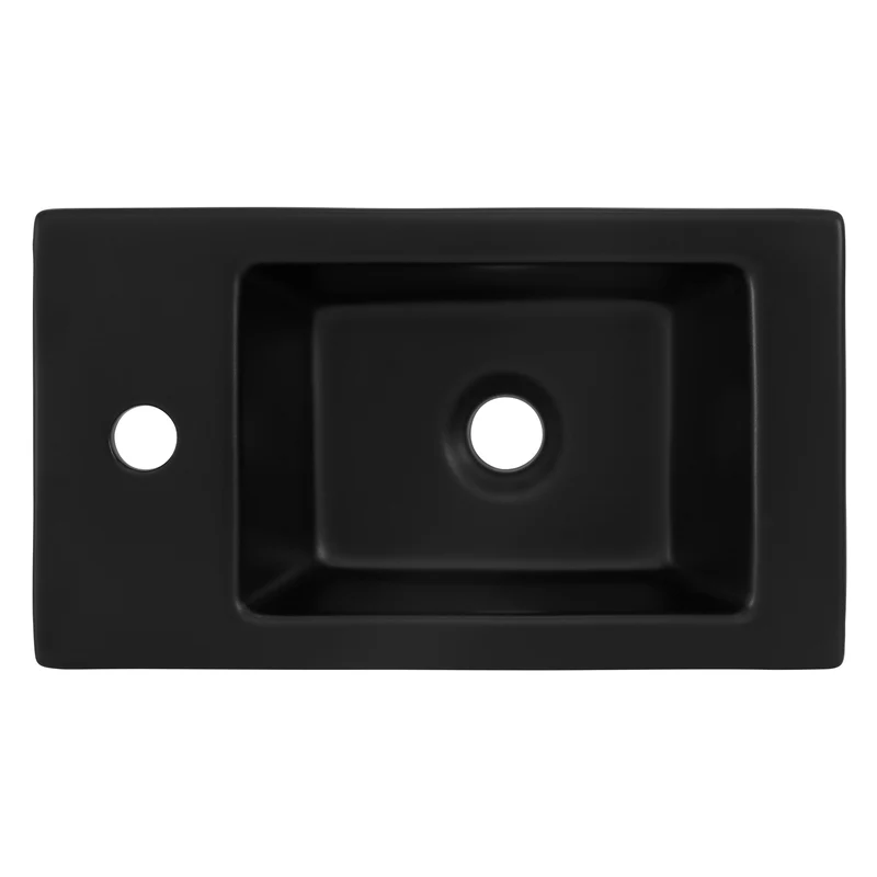 Waschbecken inkl. Ablaufgarnitur Silber ohne Überlauf 46x26x11 cm Schwarz aus Keramik ML-Design