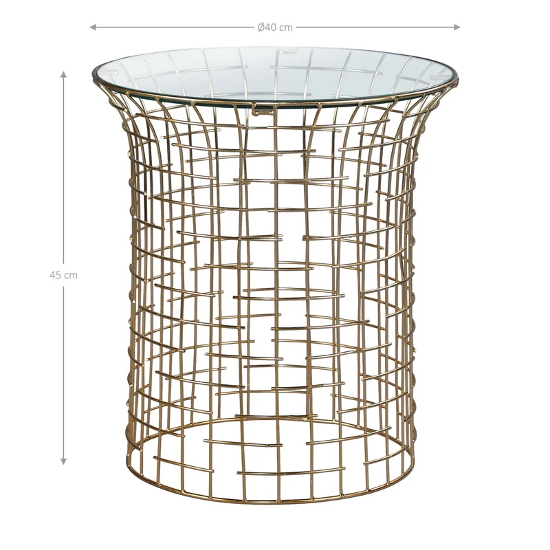 Beistelltisch 40x40x45 cm Schwarz/Gold aus Eisen un Glas WOMO-Design