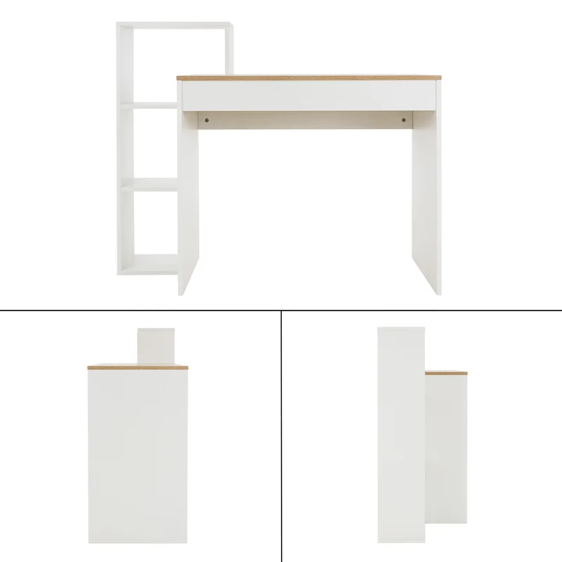Schreibtisch mit Regal 110x72x40 cm Weiß/Sonoma-Eiche aus Holz ML-Design
