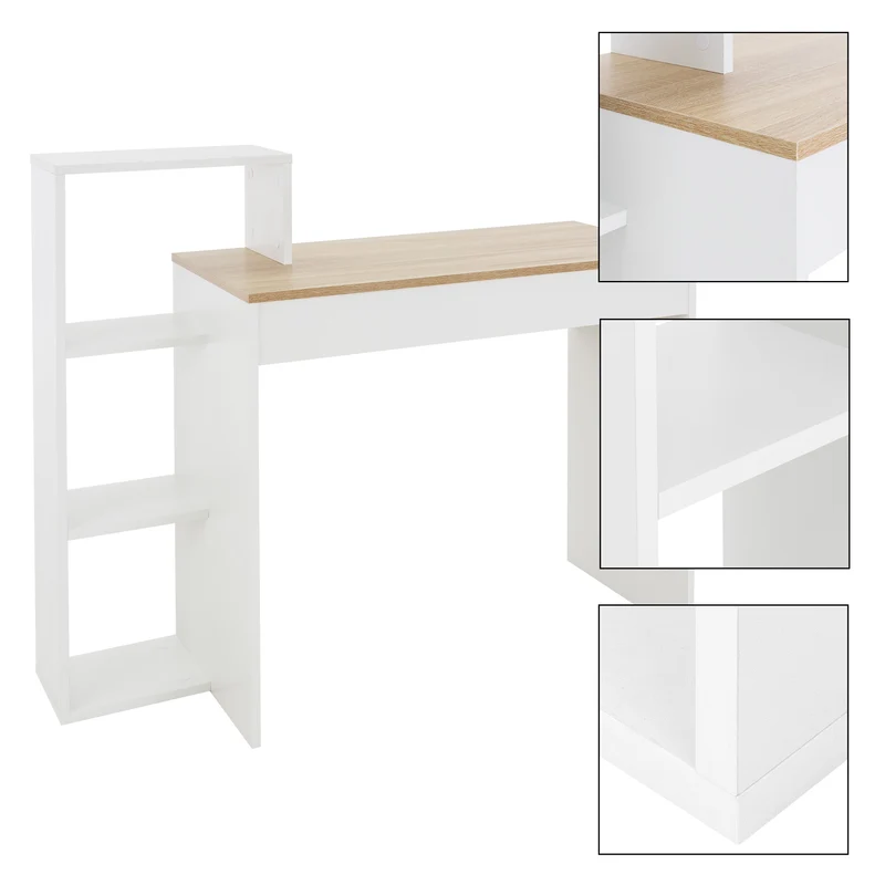 Schreibtisch mit Regal 110x72x40 cm Weiß/Sonoma-Eiche aus Holz ML-Design
