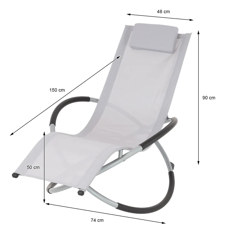 2er Set Schaukelliege mit Kopfstütze 155x45x125 cm Hellgrau aus Polyester mit Stahlrahmen