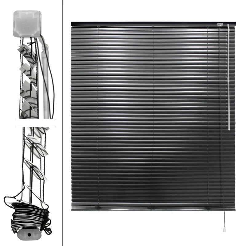Aluminium Jalousie 90x175 cm Schwarz inkl. Montagematerial