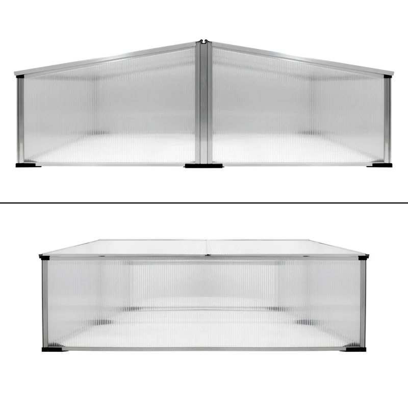 Doppel Frühbeet Gewächshaus 100x120x40 cm aus Polycarbonat mit Aluminium Rahmen