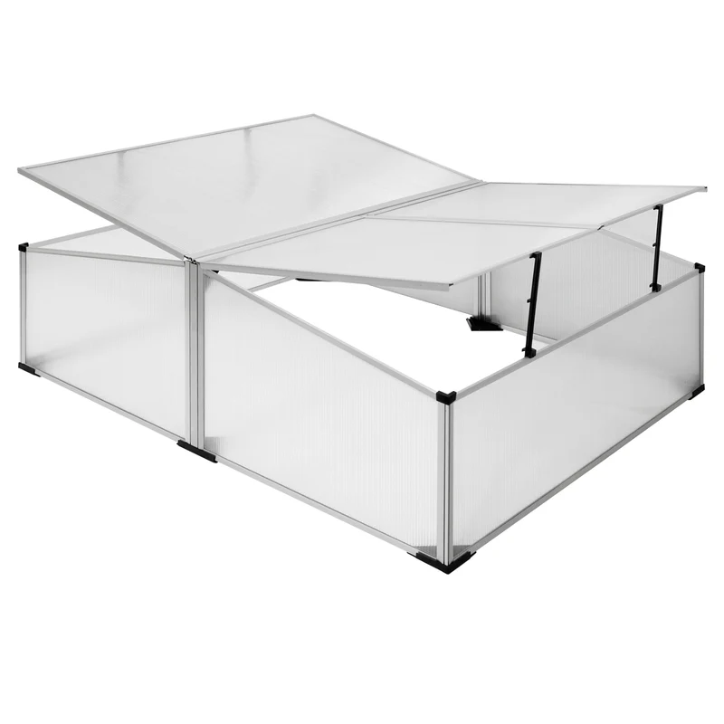 Doppel Frühbeet Gewächshaus 100x120x40 cm aus Polycarbonat mit Aluminium Rahmen
