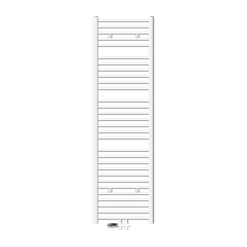 Badheizkörper Mittelanschluss 500x1800 mm Weiß gebogen mit Boden Anschlussgarnitur LuxeBath