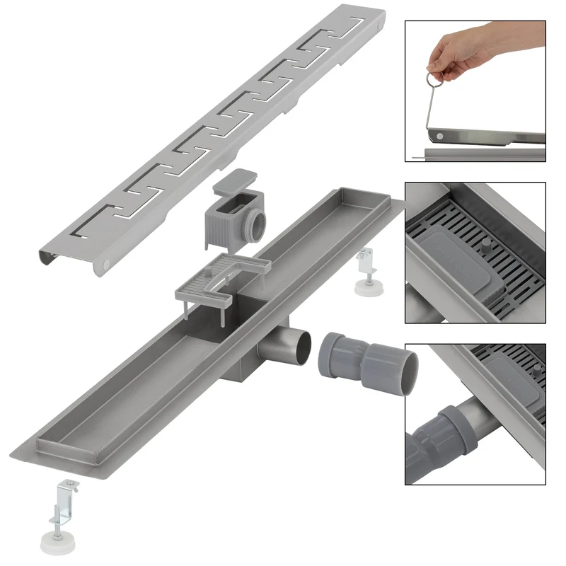ML-Design Duschrinne geschlitzt 80cm Silber aus Edelstahl