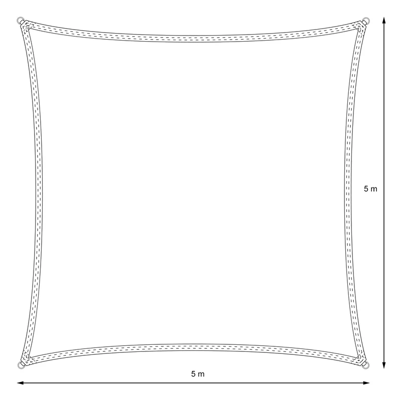 Sonnensegel quadrat 5x5 m Anthrazit 100% HDPE mit UV Schutz inkl. Befestigungsseile