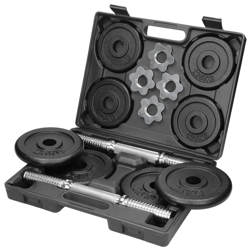 Kurzhantel 2er Set aus Gusseisen und verchromter Stahl
