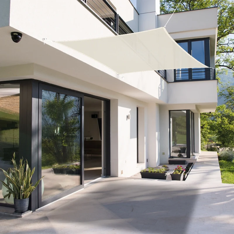 Sonnensegel quadrat 3,6x3,6 m Creme 100% HDPE mit UV Schutz inkl. Befestigungsseile