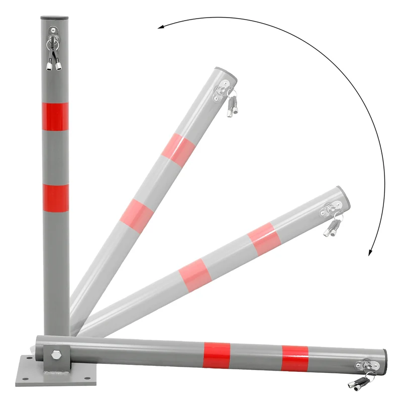 2er Set Klappbare Parkpfosten 71 cm Anthrazit aus Stahl