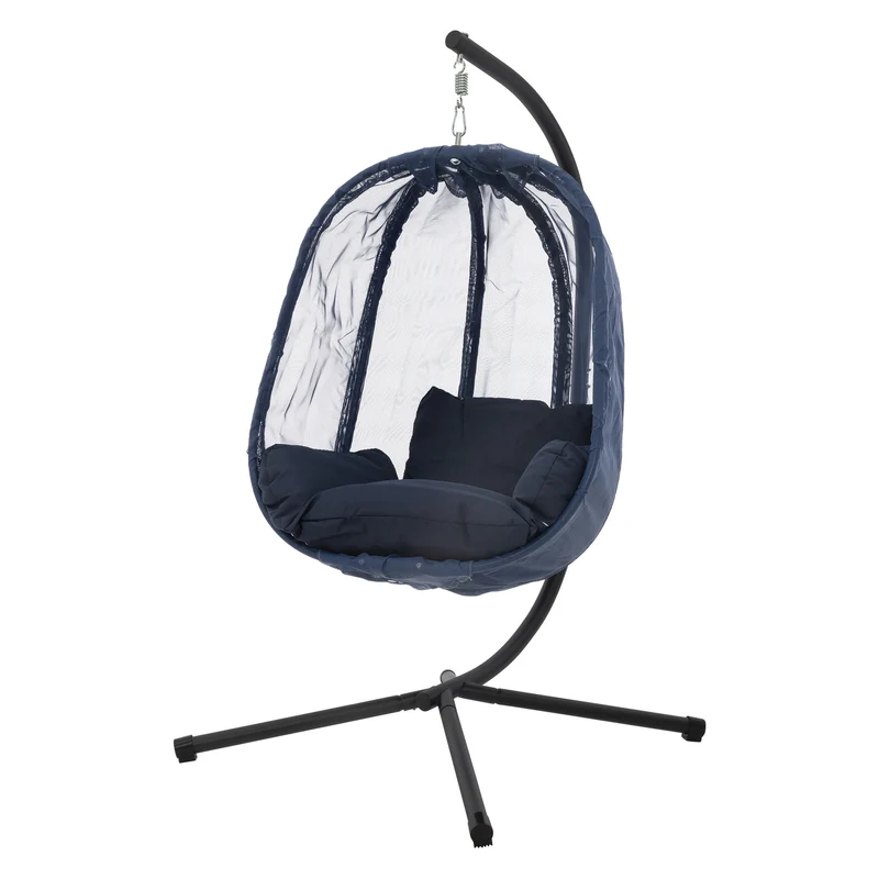 Hängesessel cm mit Gestell aus Stahl 100x105x177 und Sitzkissen 150kg ML-Design