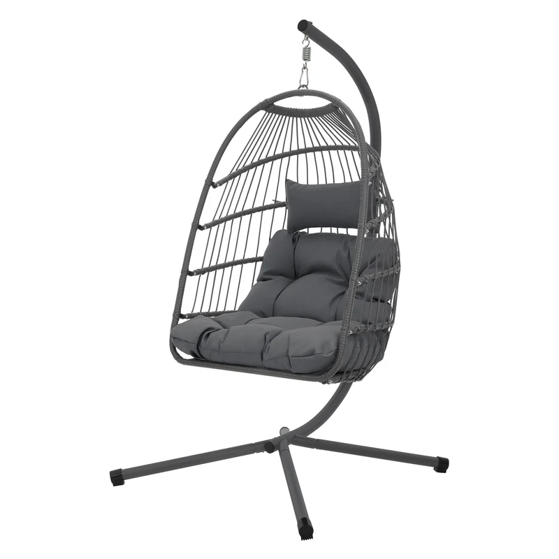 Hängesessel 100x105x195 cm aus Polyester mit Gestell und Kissen ML-Design