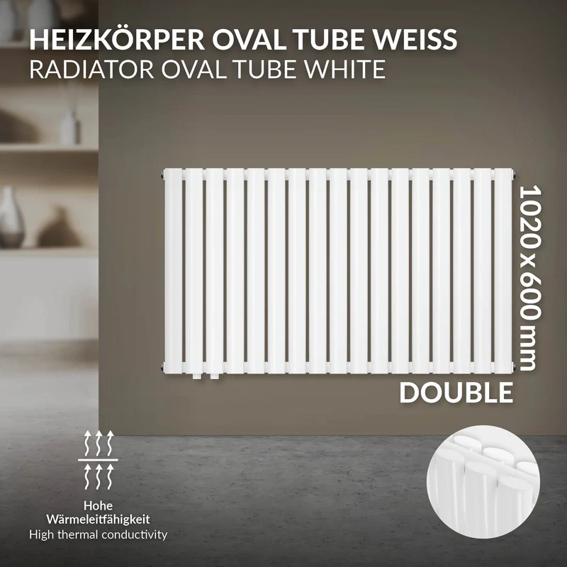 Paneelheizkörper Doppellagig 600x1020 mm Weiß ML-Design