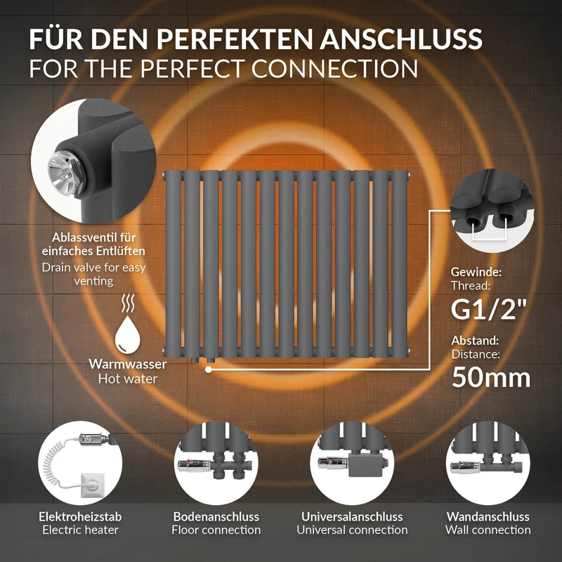 Paneelheizkörper Doppellagig 600x780 mm Anthrazit ML-Design