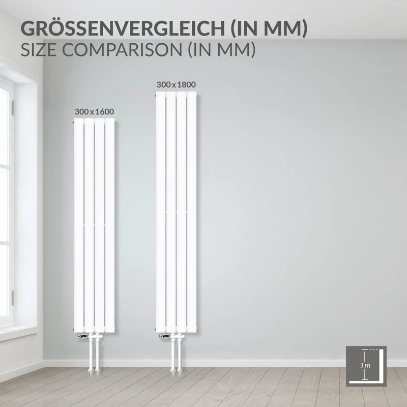 Paneelheizkörper Doppellagig 1600x300 mm Weiß ML-Design