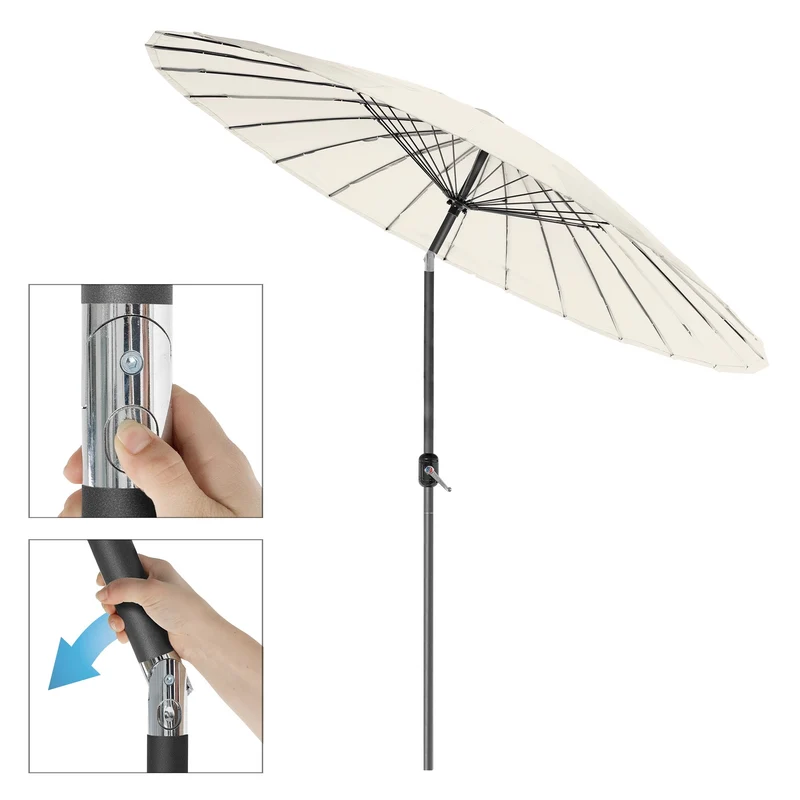 Sonnenschirm Shanghai mit Ständer Ø 325 cm Creme aus Aluminium und Polyester ML-Design