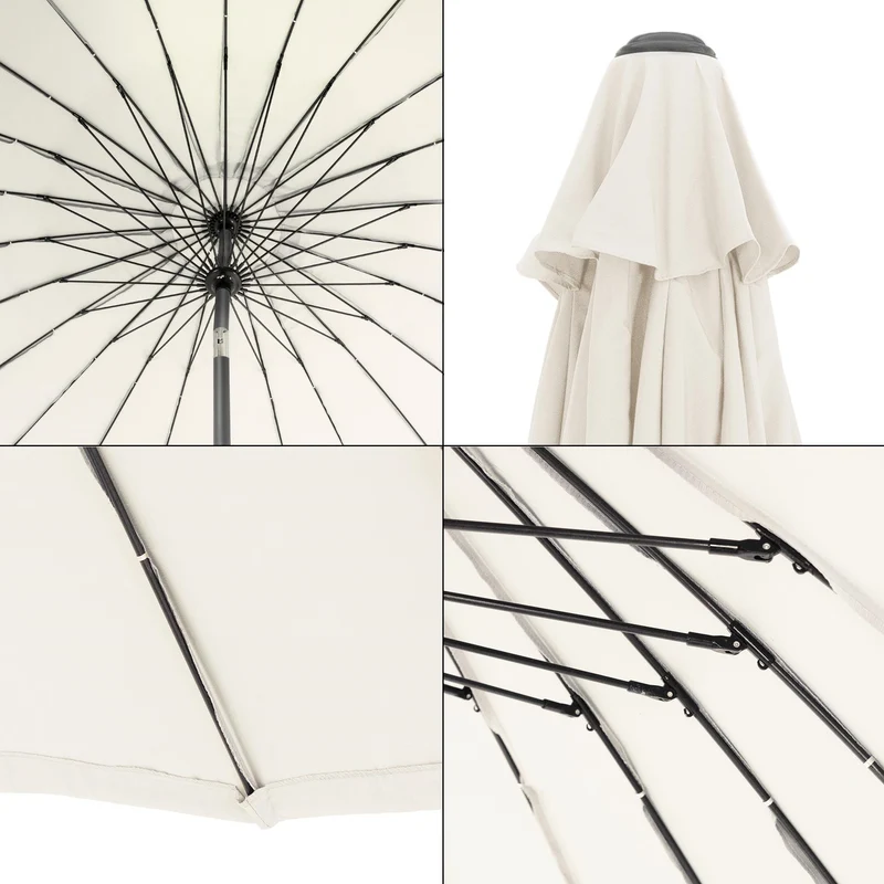 Sonnenschirm Shanghai mit Ständer Ø 325 cm Creme aus Aluminium und Polyester ML-Design